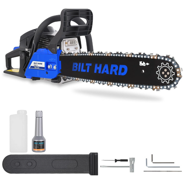 BILT HARD 18 Inch Gas Chainsaw, 46cc 2.2 HP Gas Power Chain Saw with Automatic Oiler, 2-Cycle Engine, Petrol Handheld Gasoline Chainsaws for Wood Cutting, EPA Certified